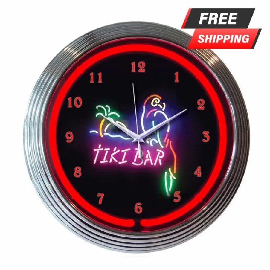 * Best Deal Barman Neon Clock Tiki Bar 15 Diameter | Bar Signs