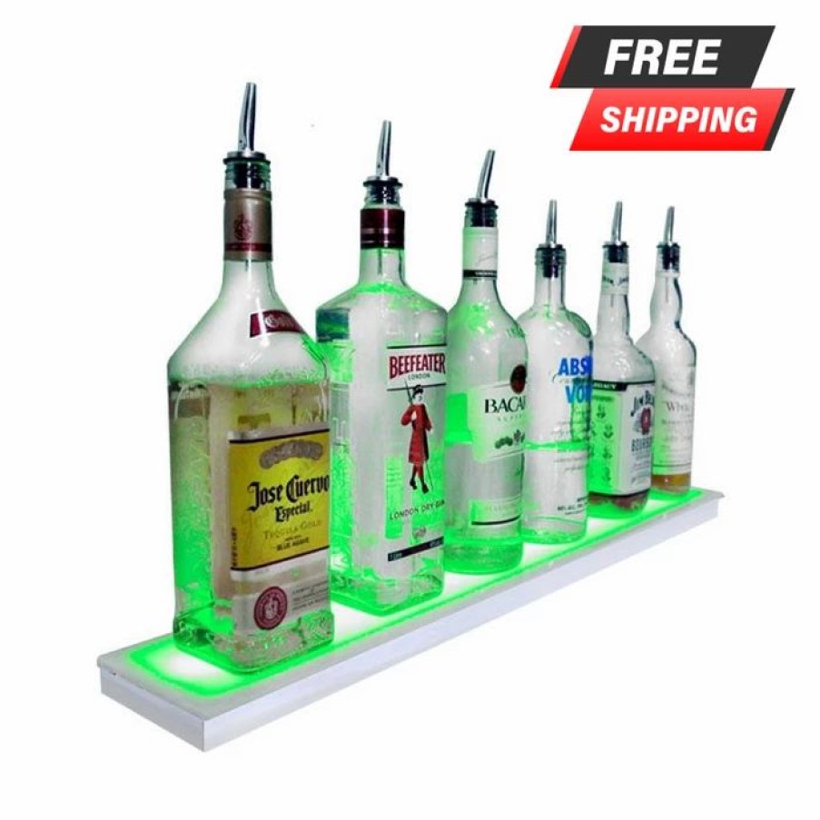 * Best Deal Barman Barconic Led Liquor Bottle Display Shelf Low Profile 1 Step Polished Mirrored Metal Several Lengths | Liquor Bottle Shelves