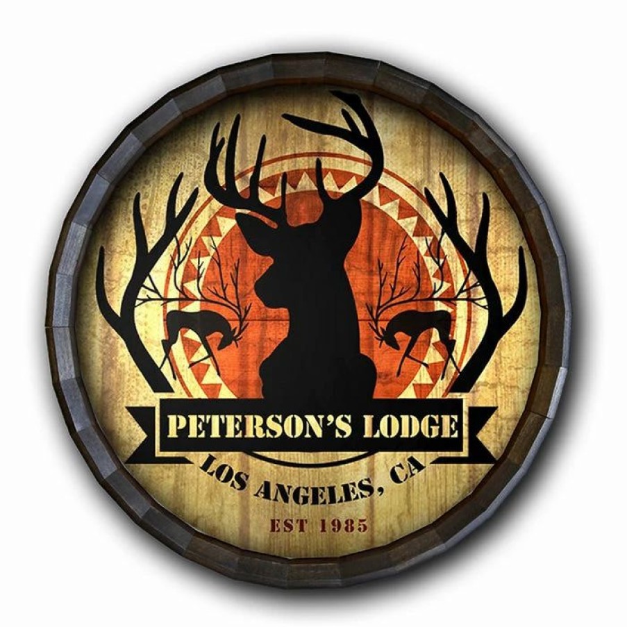 * Best Pirce Barman Custom Wood Barrel Top Sign Deer Lodge | Bar Signs