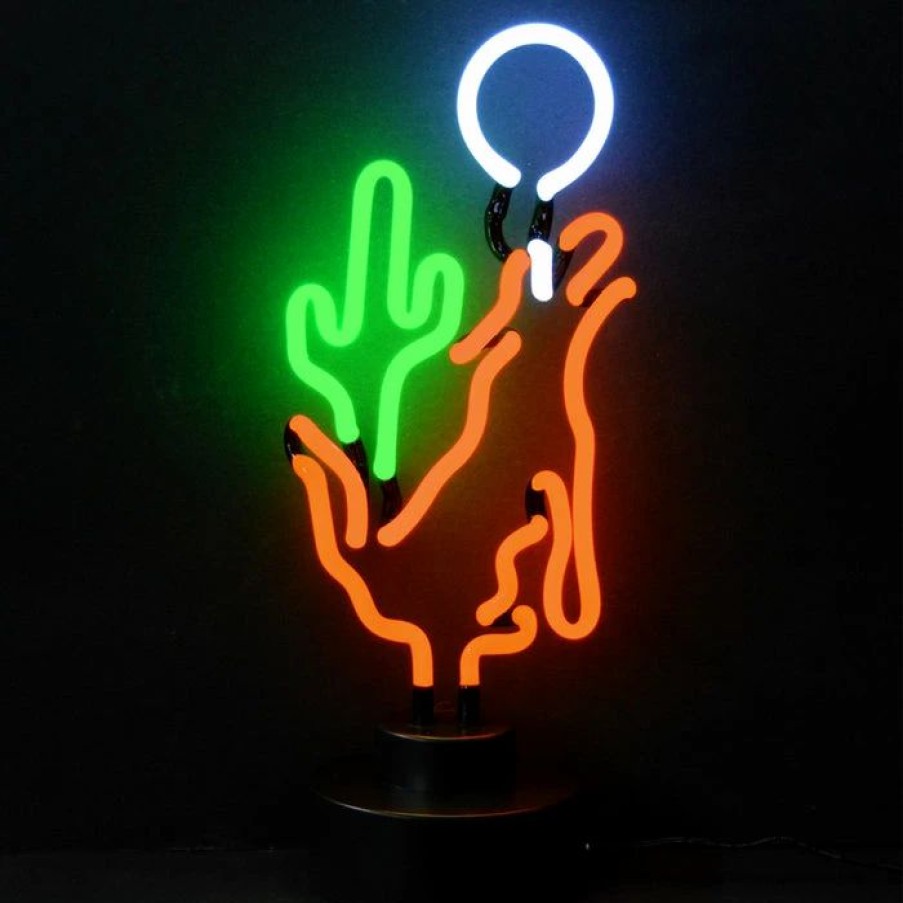 * Cheapest Barman Coyote Moon Cactus Neon Sculpture | Bar Signs