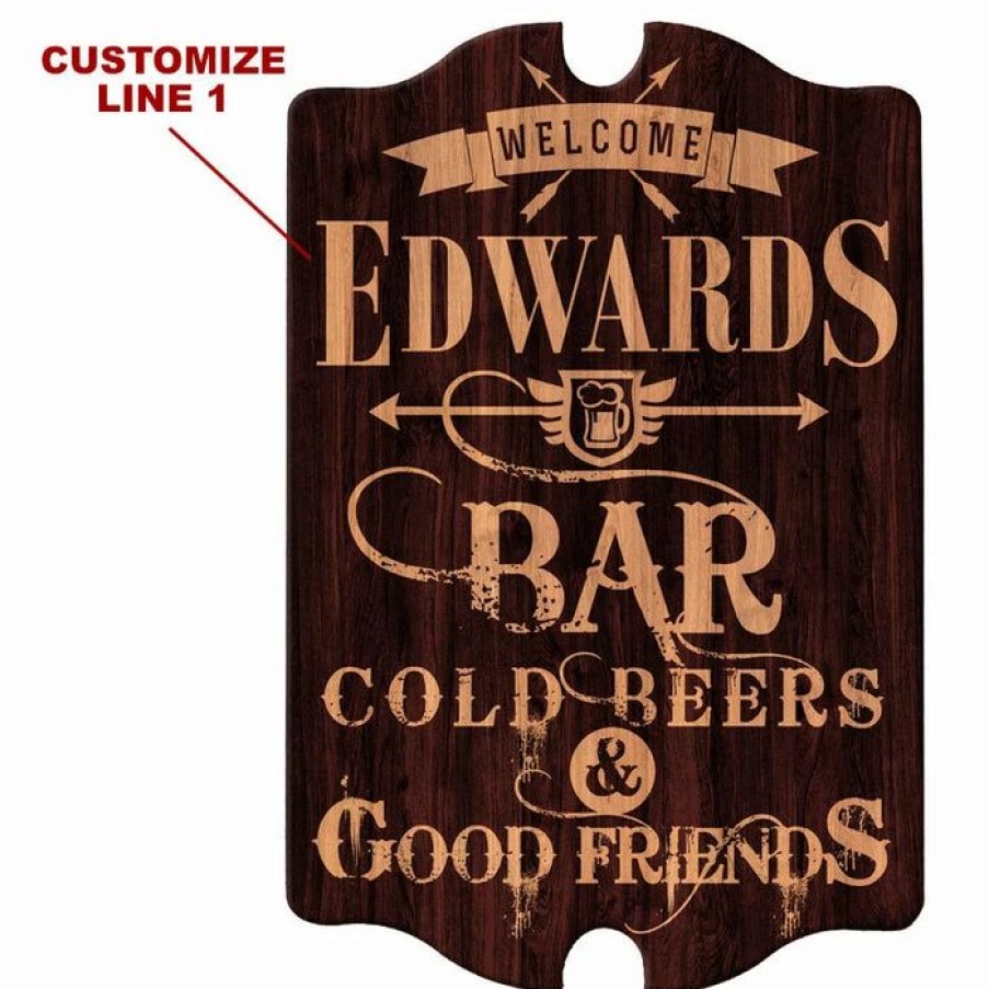 * Brand New Barman Custom Tavern Shaped Wood Bar Sign Bar Welcome | Bar Signs