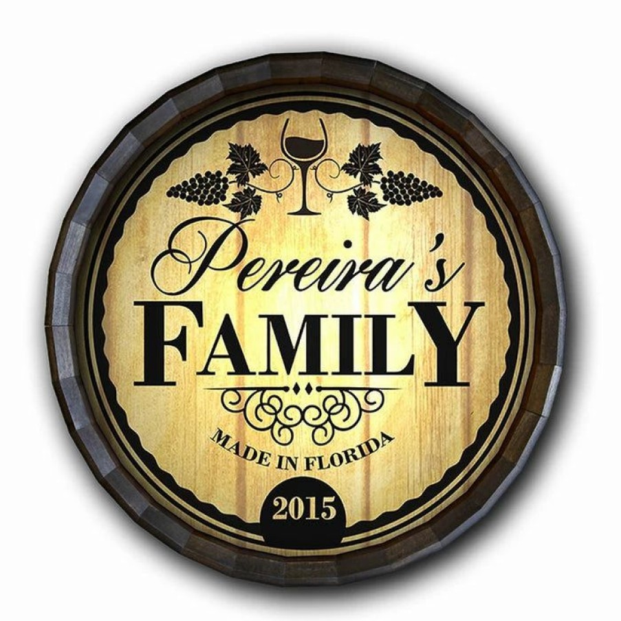 * Best Sale Barman Custom Wood Barrel Top Sign Family | Bar Signs