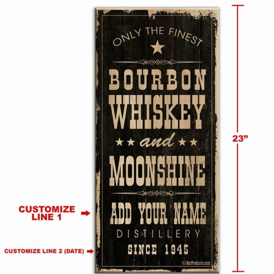 * Best Reviews Of Barman Customizable Large Vintage Wooden Bar Sign Bourbon Whiskey & Moonshine 11 3/4 X 23 3/4 | Bar Signs