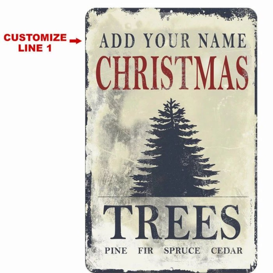 * Best Reviews Of Barman Customizable Vintage Metal Bar Sign 12 X 18 Christmas Tree | Bar Signs