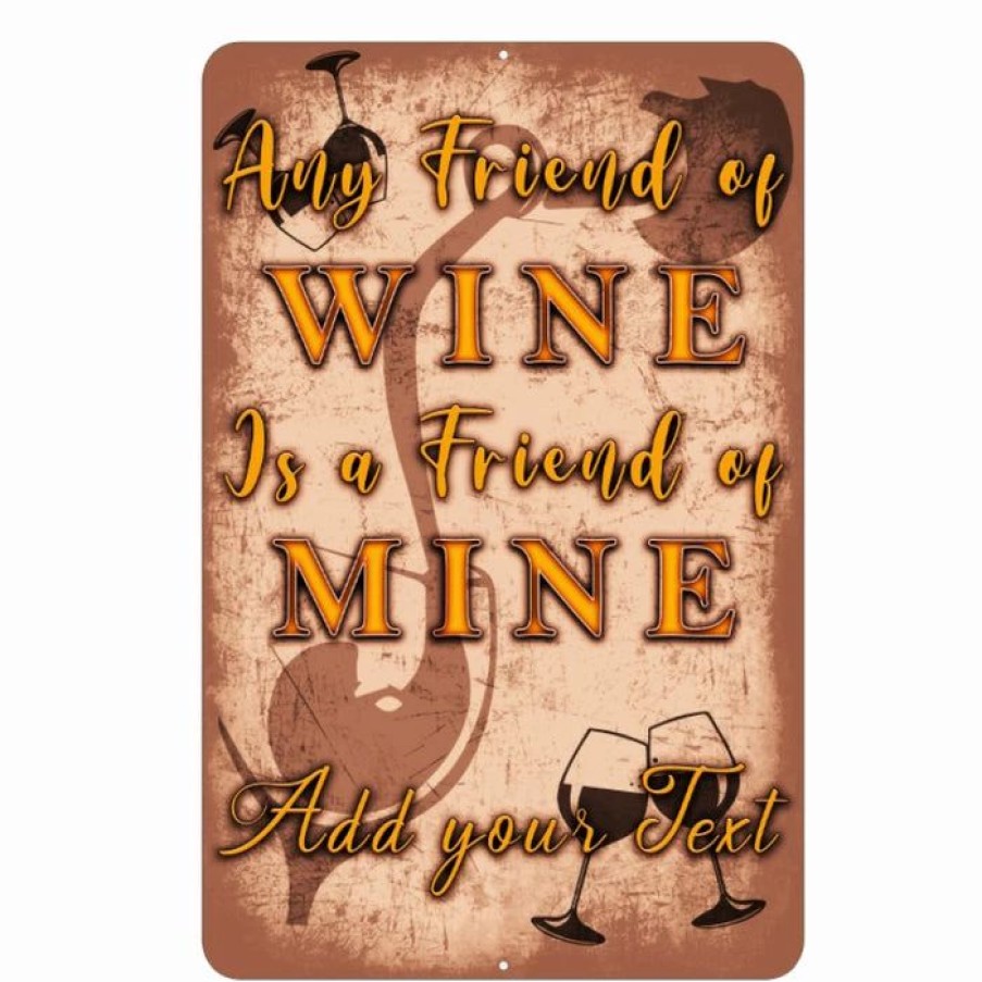 * Promo Barman Metal Bar Sign Customized Wine Friend 12 X 18 | Bar Signs