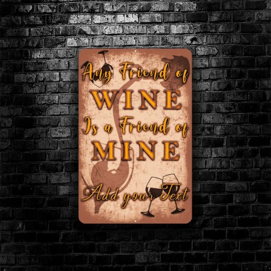 * Promo Barman Metal Bar Sign Customized Wine Friend 12 X 18 | Bar Signs