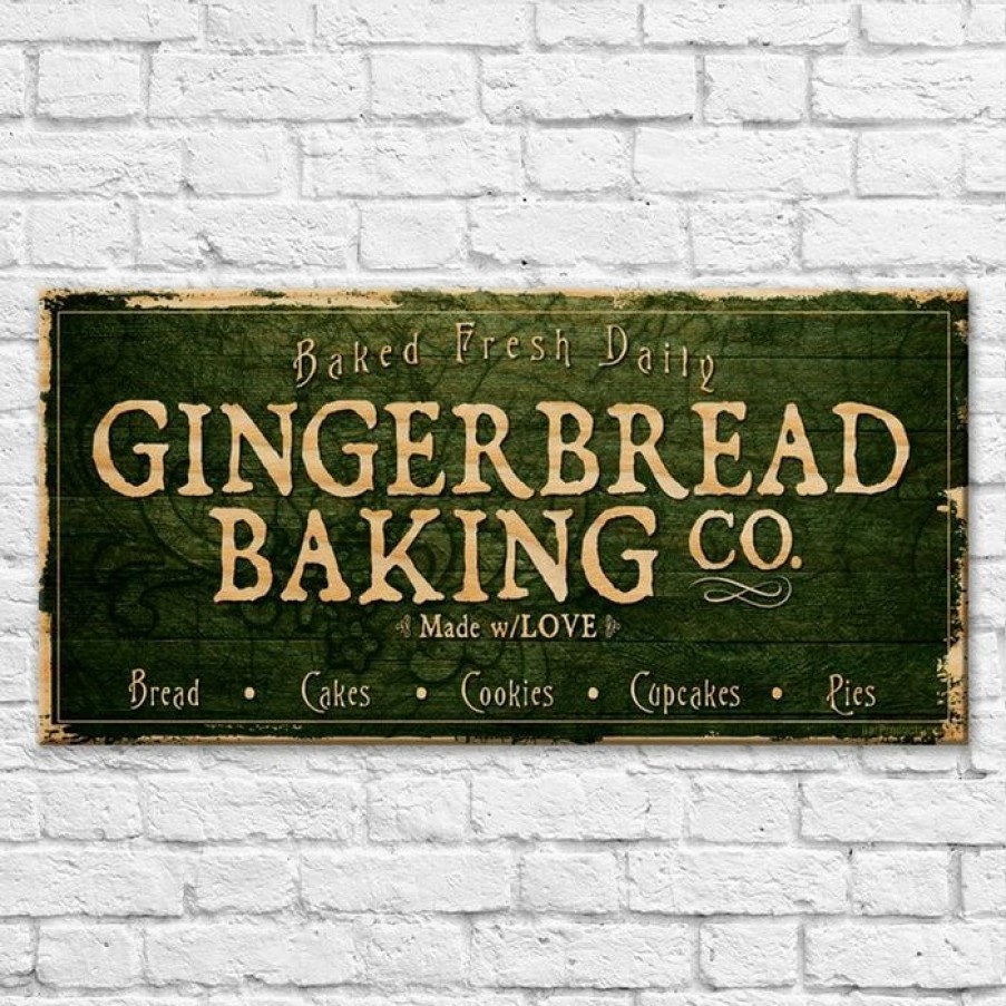 * Coupon Barman Large Vintage Wooden Holiday Bar Sign Gingerbread Bakery 11 3/4 X 23 3/4 | Bar Signs