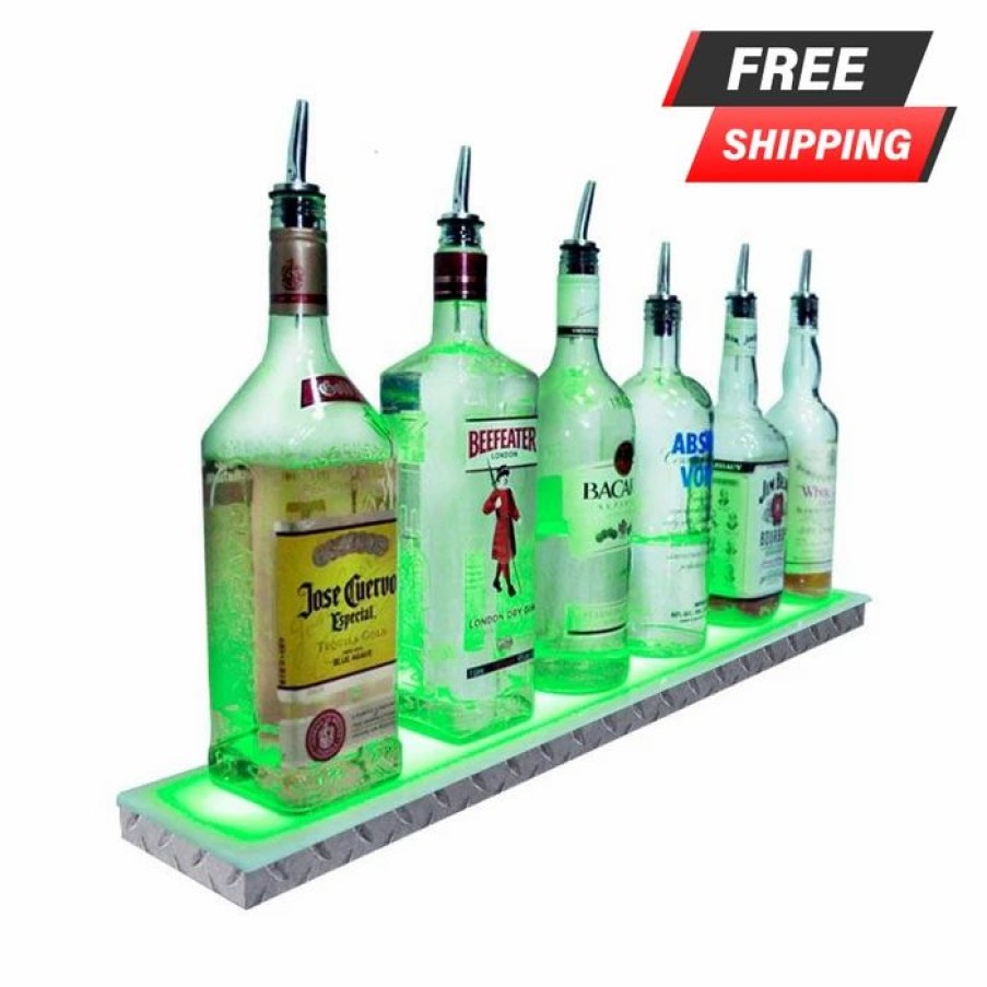 * Coupon Barman Barconic Led Liquor Bottle Display Shelf Low Profile 1 Step Diamond Plate Print Several Lengths | Liquor Bottle Shelves