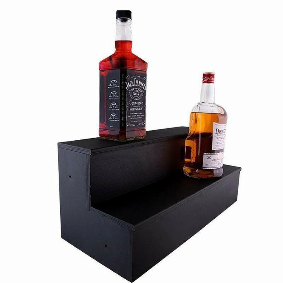 * Best Deal Barman 1.75 Liter Bottle Wooden Liquor Shelves Handcrafted In The Usa 2 Tier Black | Liquor Bottle Shelves