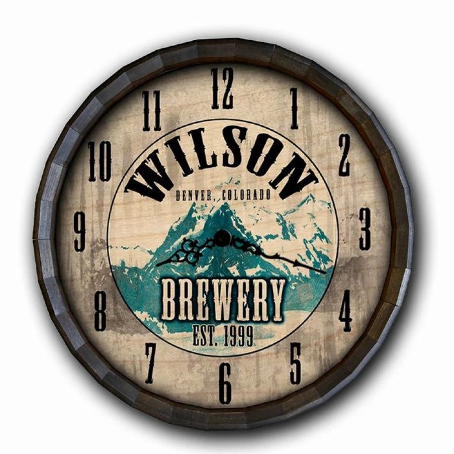 * Wholesale Barman Custom Wood Barrel Top Clock Brewery | Bar Signs