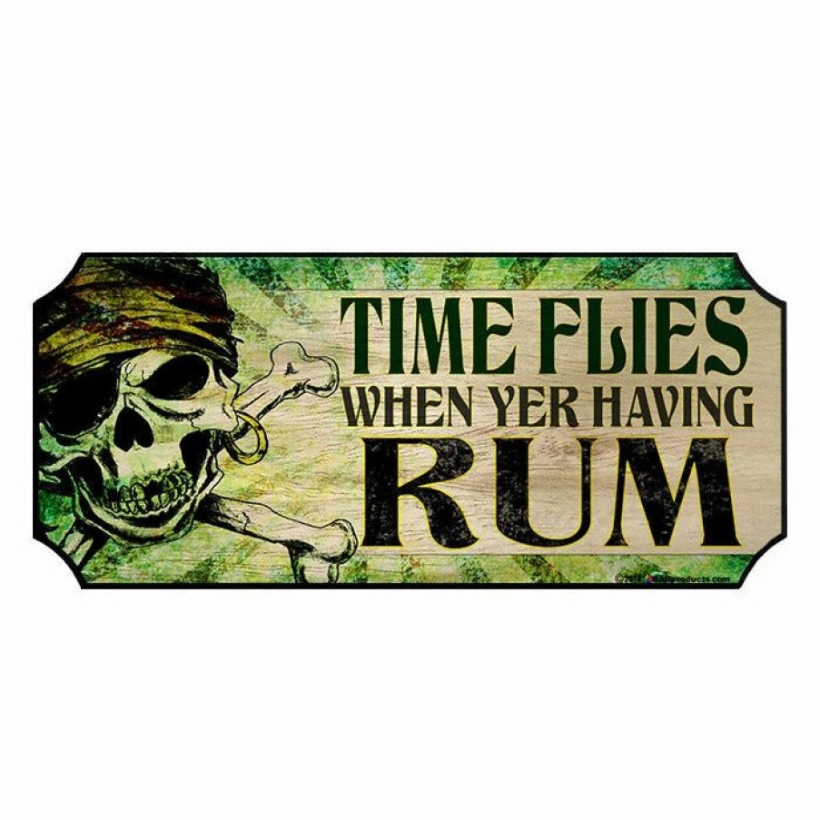 * Deals Barman Wood Plaque Kolorcoat Bar Sign Time Flies | Bar Signs