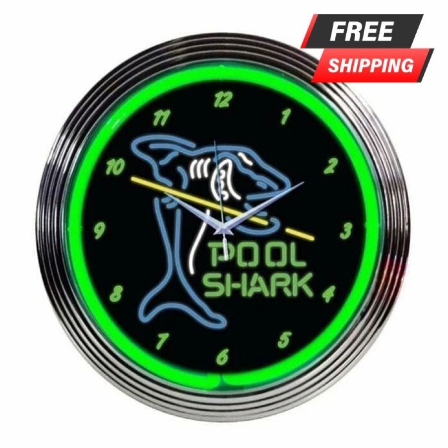 * Top 10 Barman Neon Clock Pool Shark 15 Diameter | Bar Signs