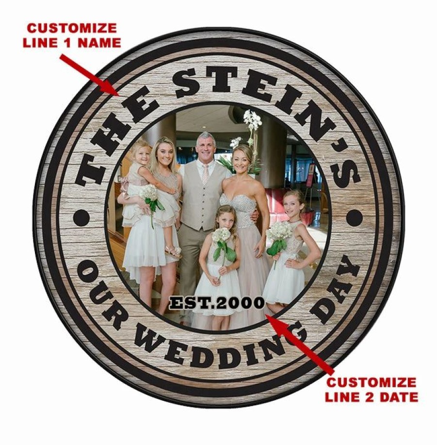 * Coupon Barman Custom Wood Barrel Top Wedding -18 Diameter | Bar Signs