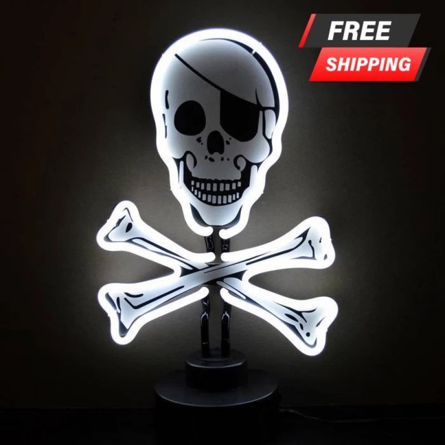 * Outlet Barman Skull And Crossbones Neon Sculpture | Bar Signs