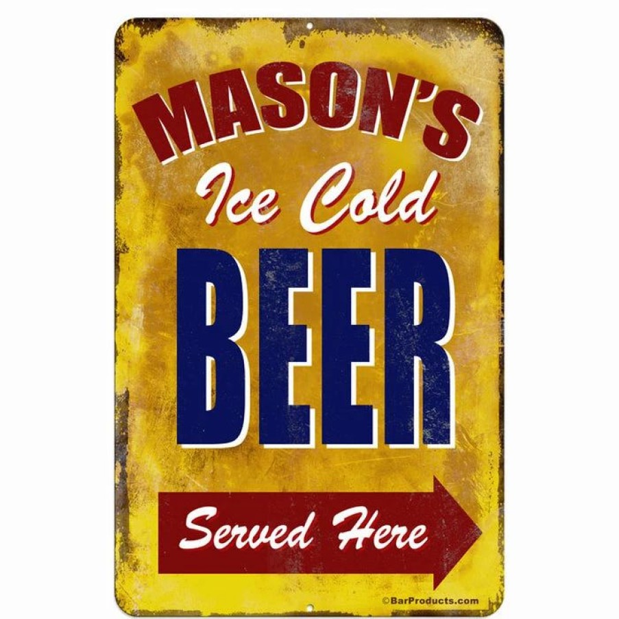 * Brand New Barman Customizable Vintage Metal Bar Sign 12 X 18 Ice Cold Beer | Bar Signs