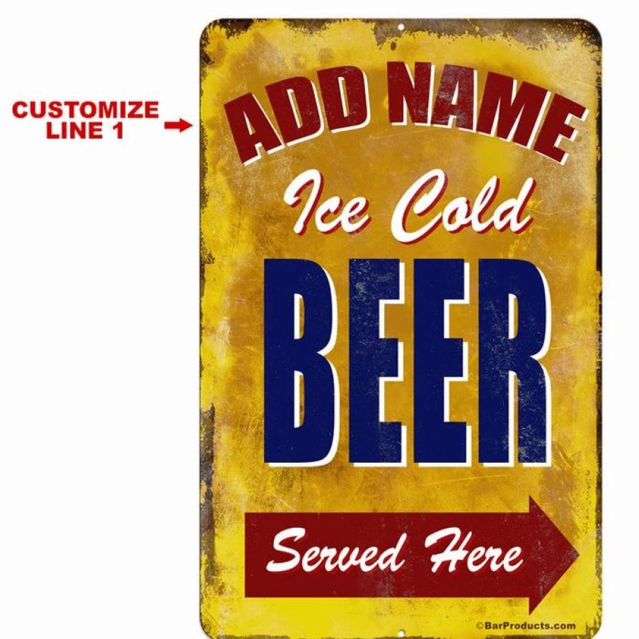 * Brand New Barman Customizable Vintage Metal Bar Sign 12 X 18 Ice Cold Beer | Bar Signs