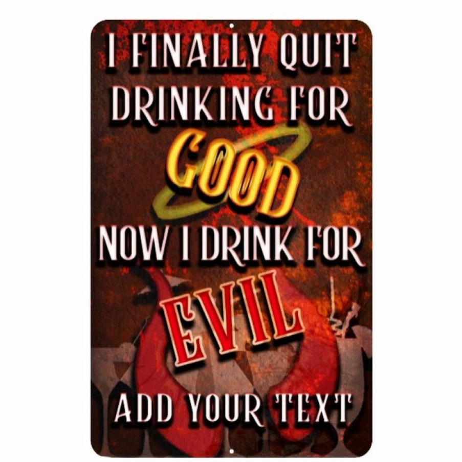 * Outlet Barman Metal Bar Sign Customized Good Evil 12 X 18 | Bar Signs