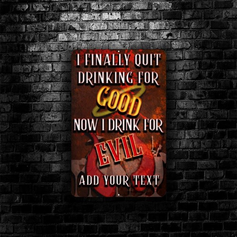 * Outlet Barman Metal Bar Sign Customized Good Evil 12 X 18 | Bar Signs