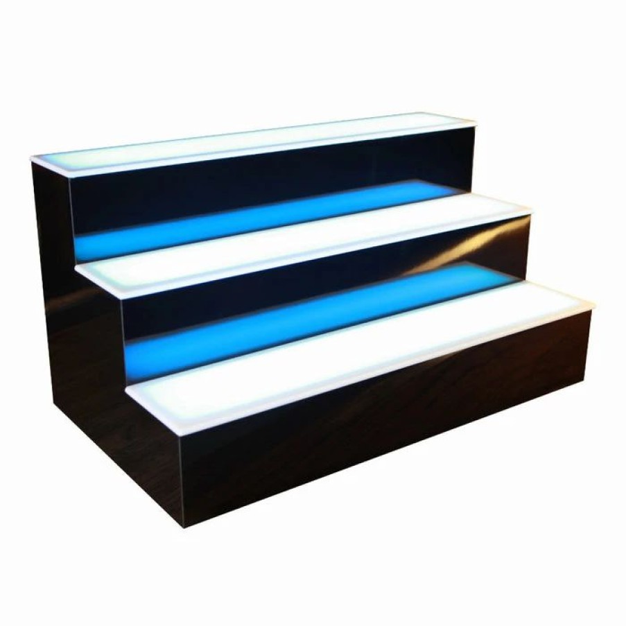 * Cheapest Barman Barconic Led Liquor Bottle Display Shelf 3 Tier (Step) Black Multi-Colored Lights Several Lengths | Liquor Bottle Shelves