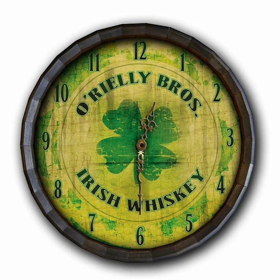 * Buy Barman Custom Wood Barrel Top Clock Irish Whiskey | Bar Signs