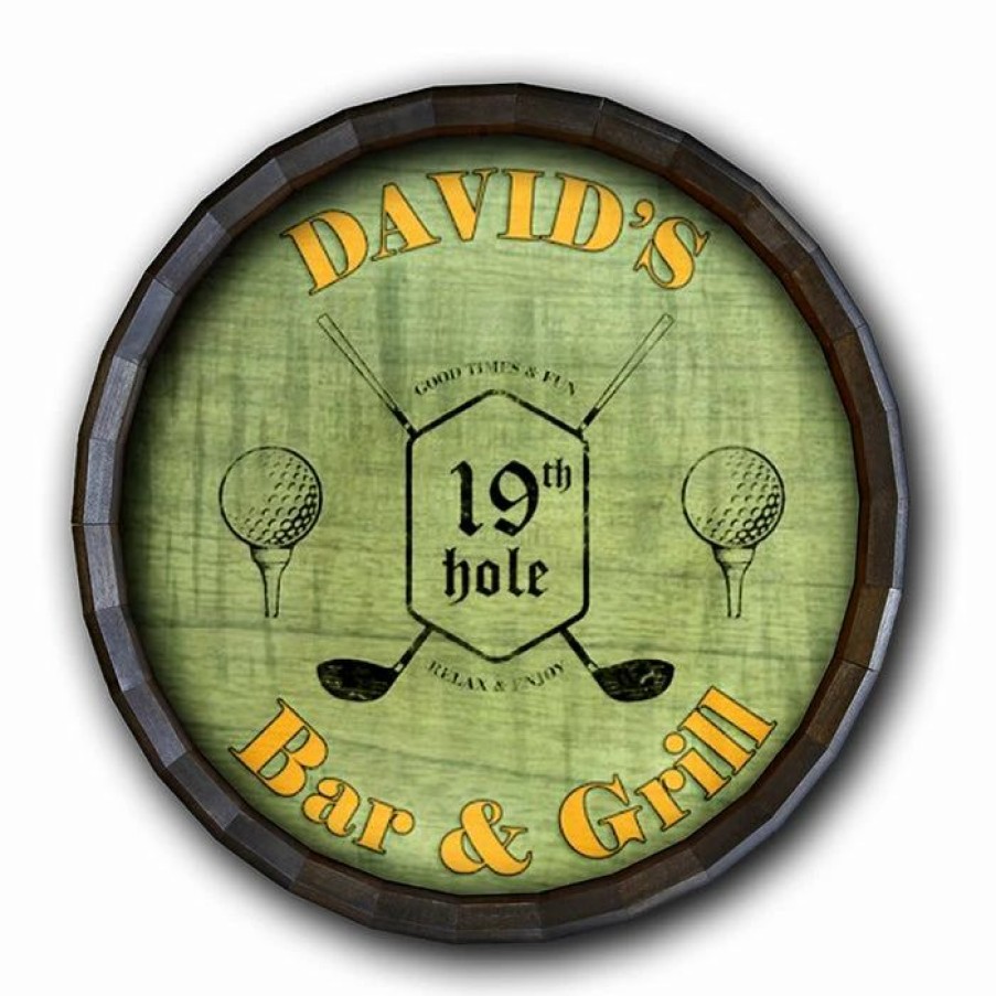 * Hot Sale Barman 19Th Hole- Golf Barrel Top Tavern Sign | Bar Signs