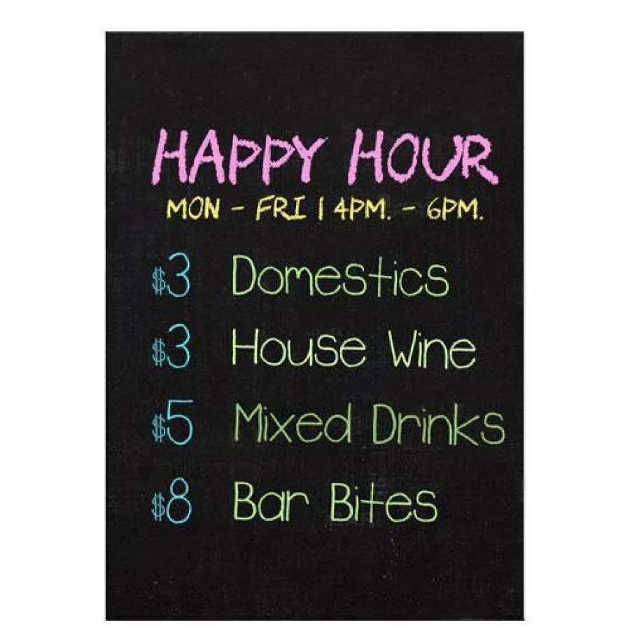 * Outlet Barman 4 Piece Broad Point Chalk Marker Set (Fluorescent Red, Blue, Green & Yellow) | Bar Signs