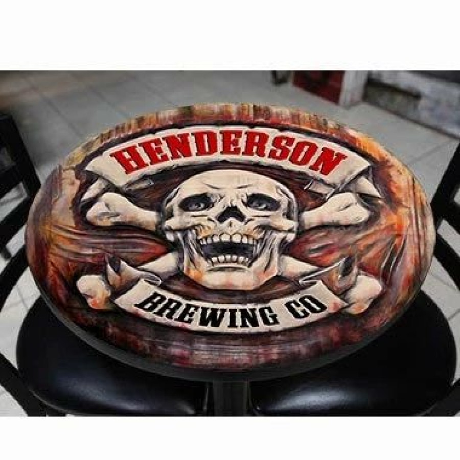 * Deals Barman Customizable Wooden Table Top Skull & Bones Two Sizes Available | Bar & Restaurant Tables