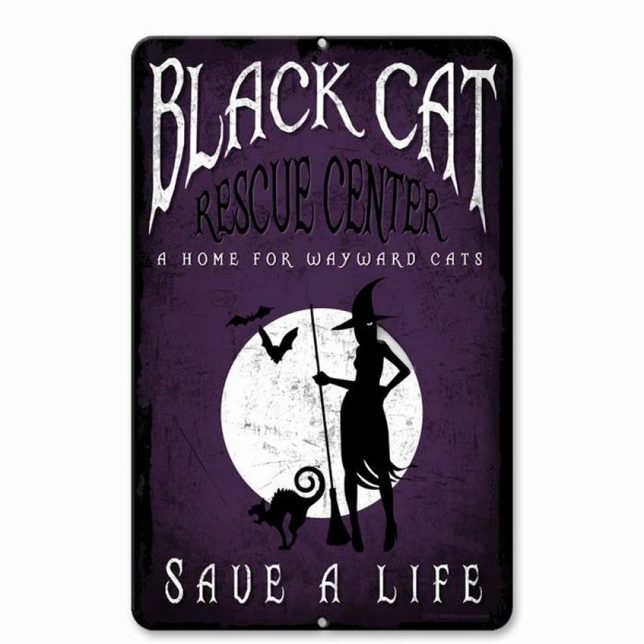 * Coupon Barman Black Cat Rescue 12 X 18 Halloween Metal Bar Sign | Bar Signs