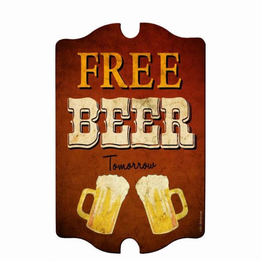 * Top 10 Barman Free Beer Tomorrow Wood Plaque Bar Sign Tavern-Shaped | Bar Signs