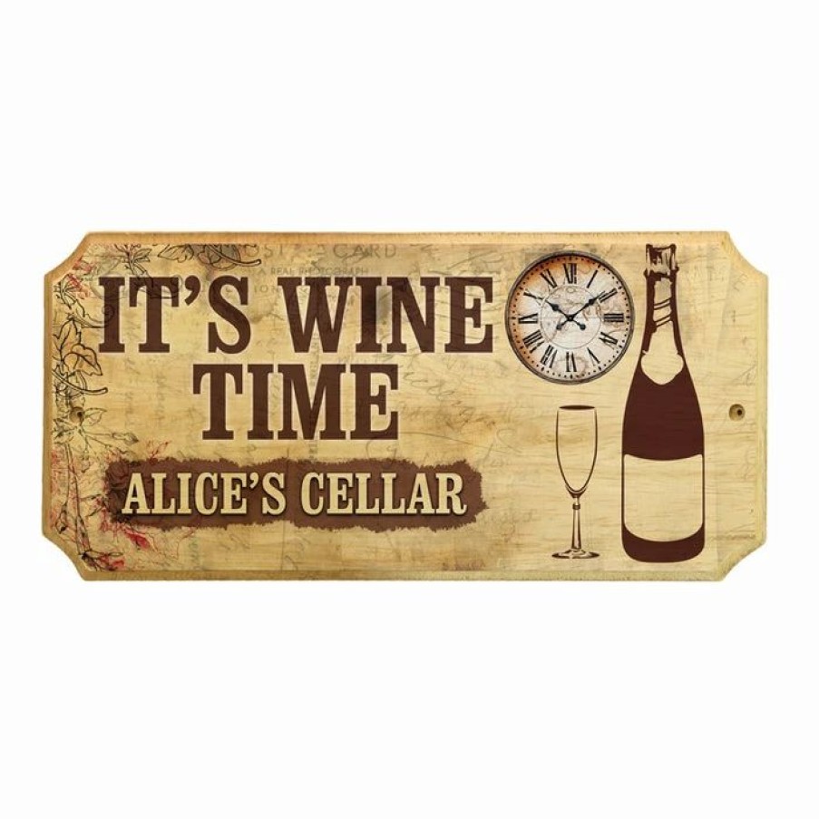 * Discount Barman Custom Wood Plaque Sign Time For Wine | Bar Signs