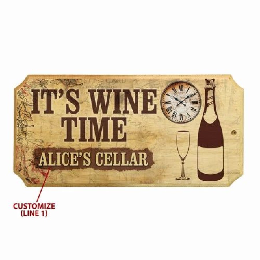 * Discount Barman Custom Wood Plaque Sign Time For Wine | Bar Signs