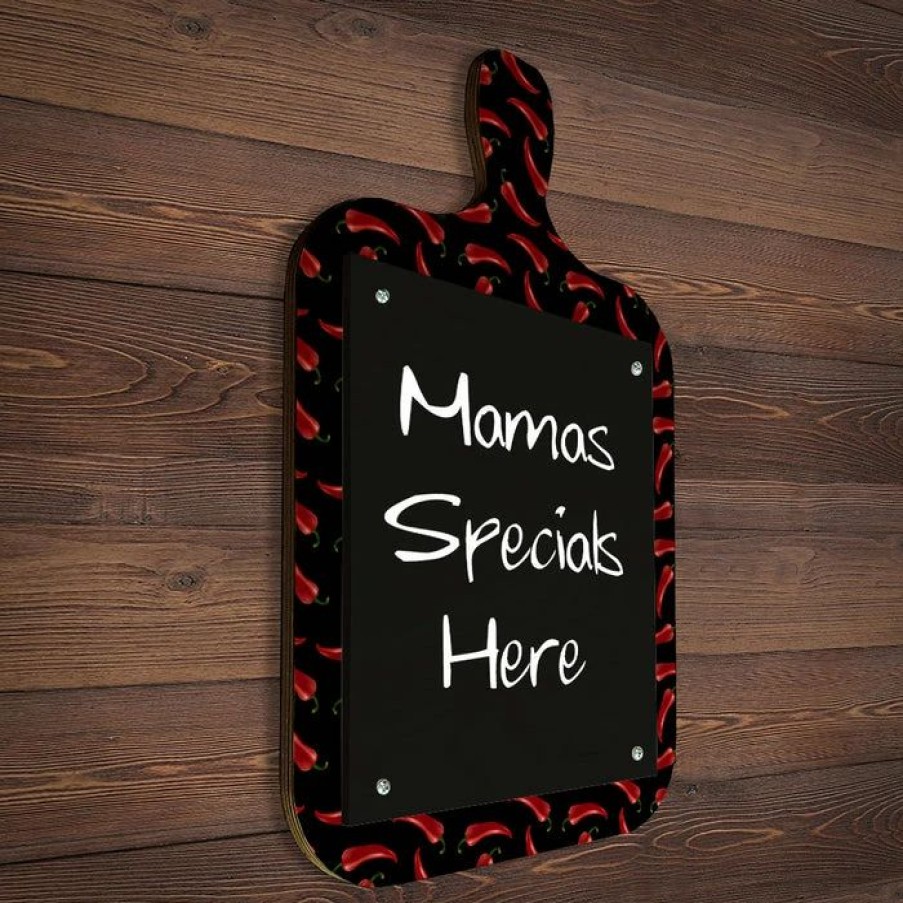 * Brand New Barman Wood Plaque Menu Cutting Board Shaped Chalkboard Pepper Design | Bar Signs