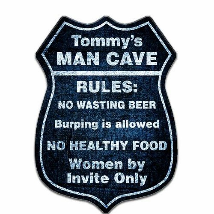 * Cheapest Barman Customizable Wood Shield Plaque Man Cave Multiple Colors Two Sizes | Bar Signs