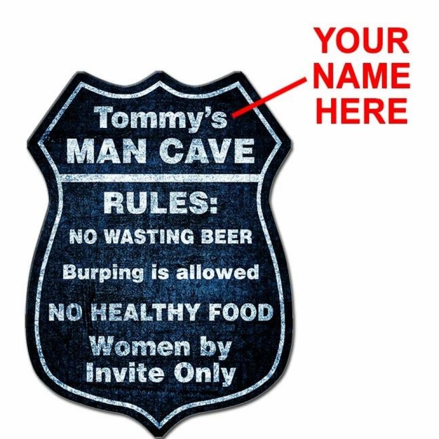 * Cheapest Barman Customizable Wood Shield Plaque Man Cave Multiple Colors Two Sizes | Bar Signs