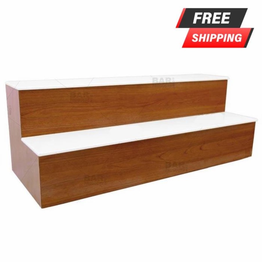 * Wholesale Barman Barconic Led Liquor Bottle Display Shelf 2 Steps Wild Cherry Several Lengths | Liquor Bottle Shelves