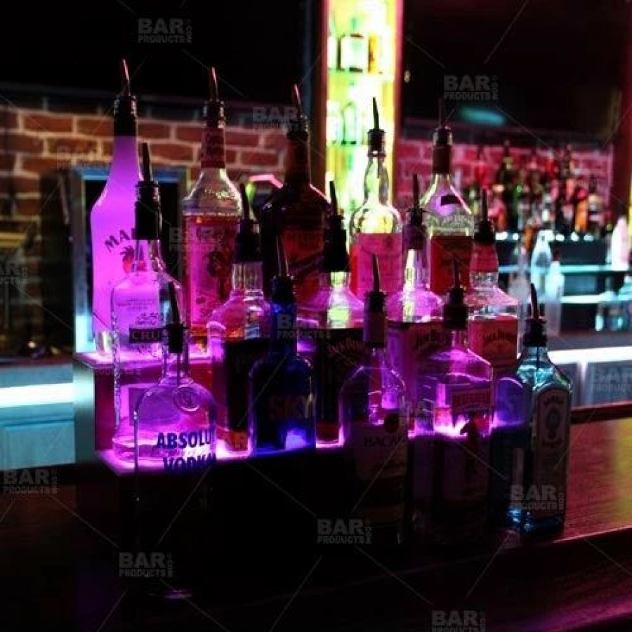 * Deals Barman Barconic Led Liquor Bottle Display Shelf 3 Steps Mahogany Several Lengths | Liquor Bottle Shelves