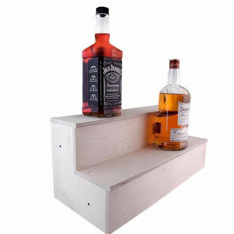 * Cheap Barman 1.75 Liter Bottle Wooden Liquor Shelves Handcrafted In The Usa 2 Tier Natural | Liquor Bottle Shelves