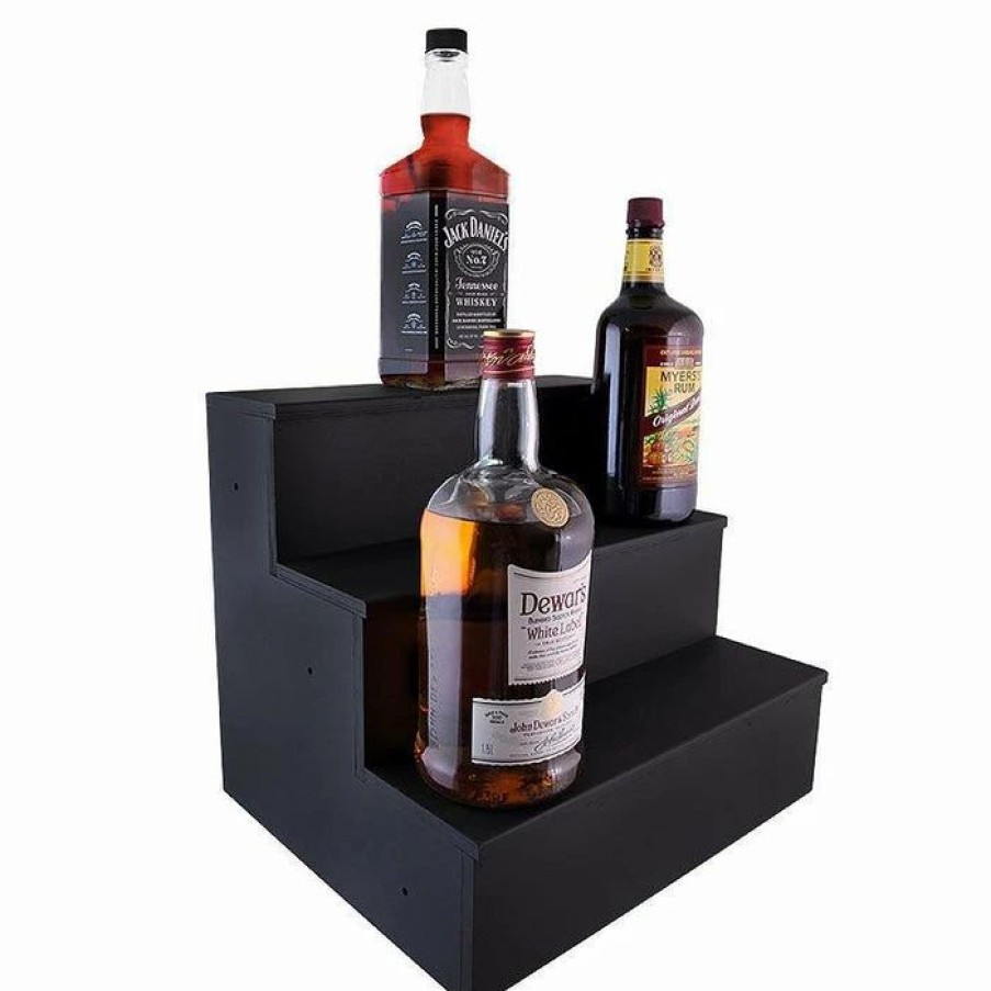 * Cheapest Barman 1.75 Liter Bottle Wooden Liquor Shelves Handcrafted In The Usa 3 Tier Black | Liquor Bottle Shelves