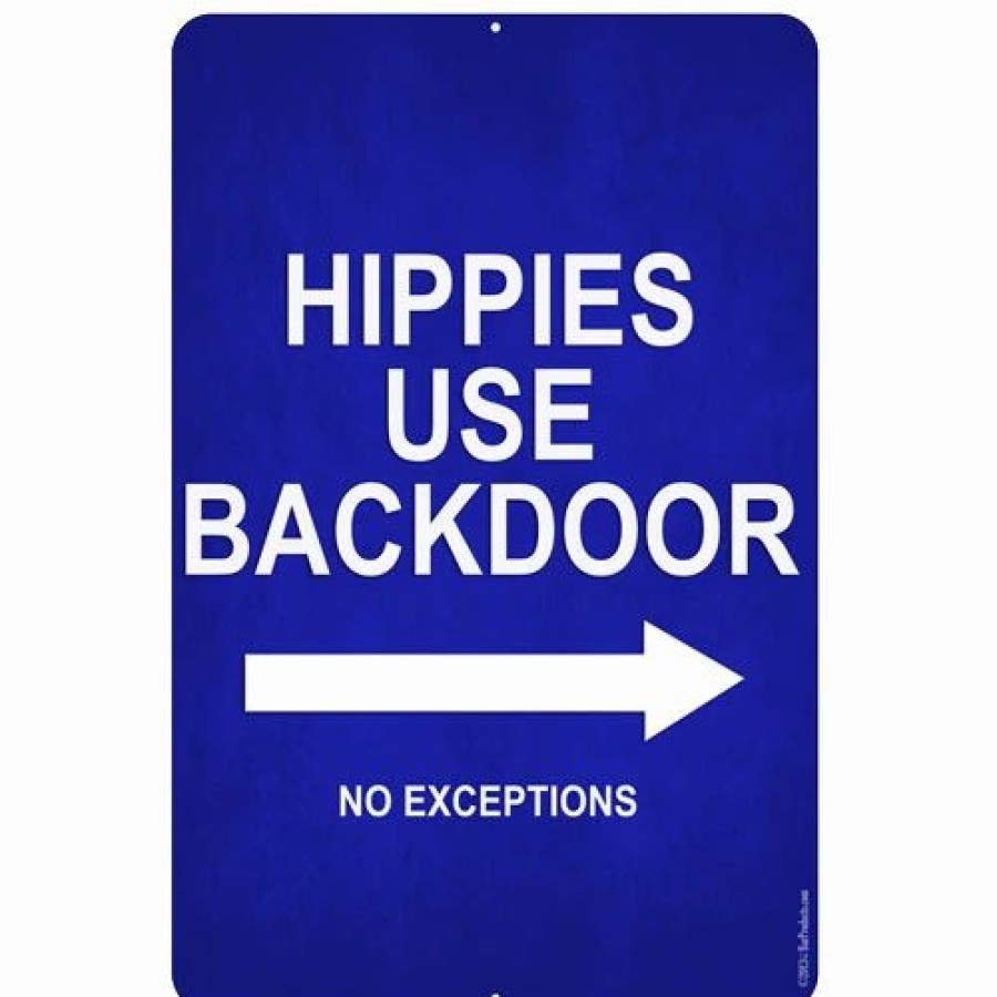 * Discount Barman "Hippies Use Backdoor " Kolorcoat Metal Bar Sign | Bar Signs