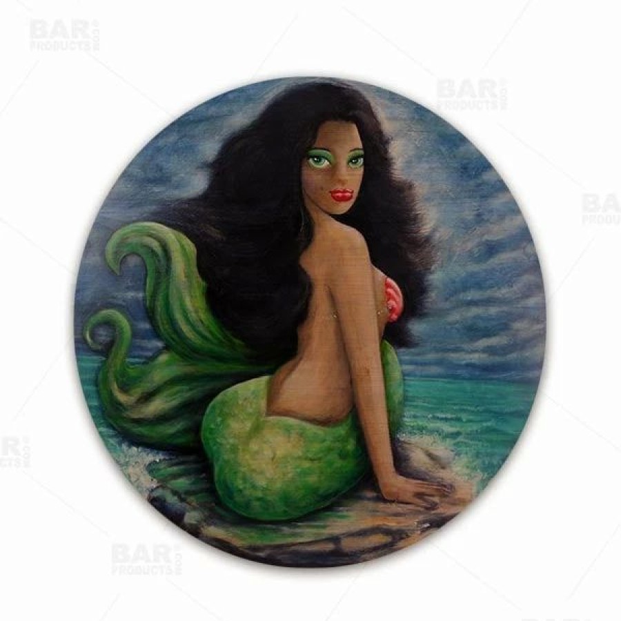 * Discount Barman Brunette Mermaid Round Wooden Table Top Two Sizes Available | Bar & Restaurant Tables