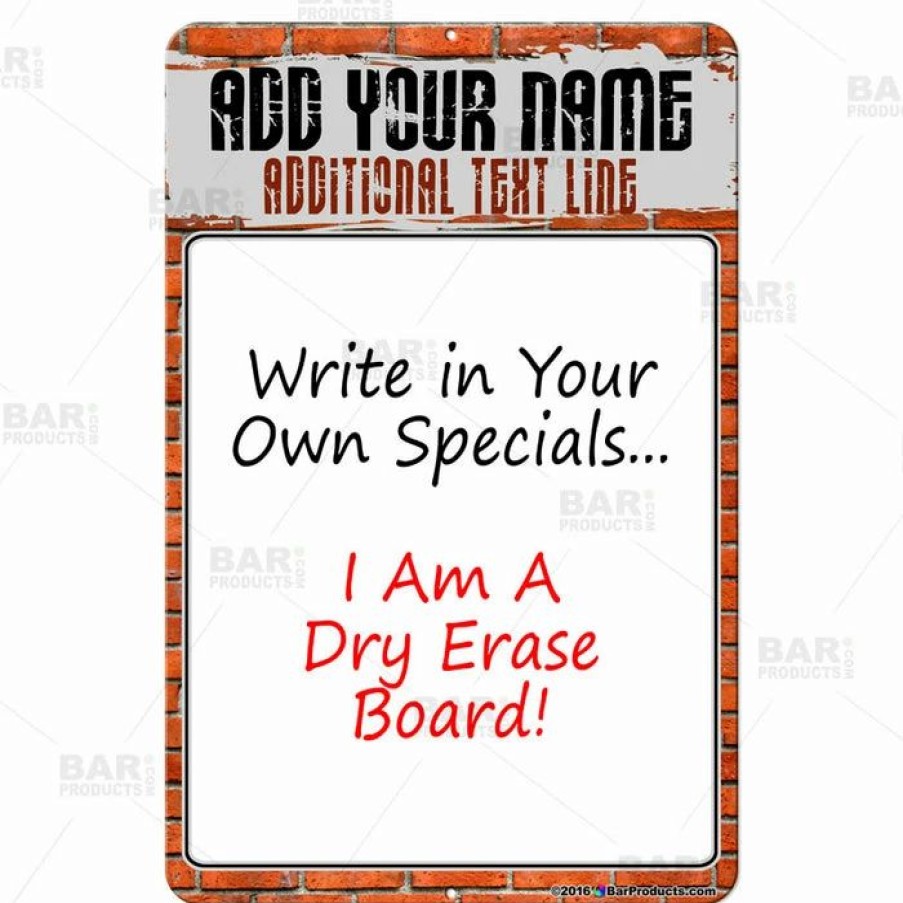 * Hot Sale Barman Dry Erase Specials Sign Add Your Name Brick Wall Template | Bar Signs