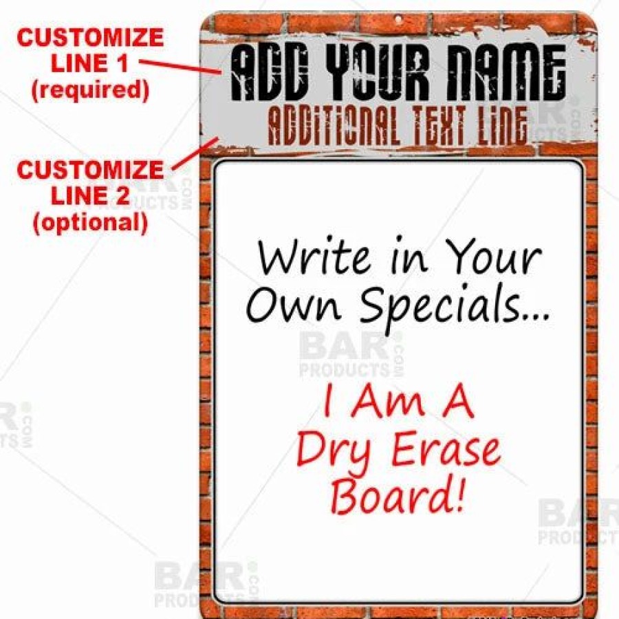 * Hot Sale Barman Dry Erase Specials Sign Add Your Name Brick Wall Template | Bar Signs