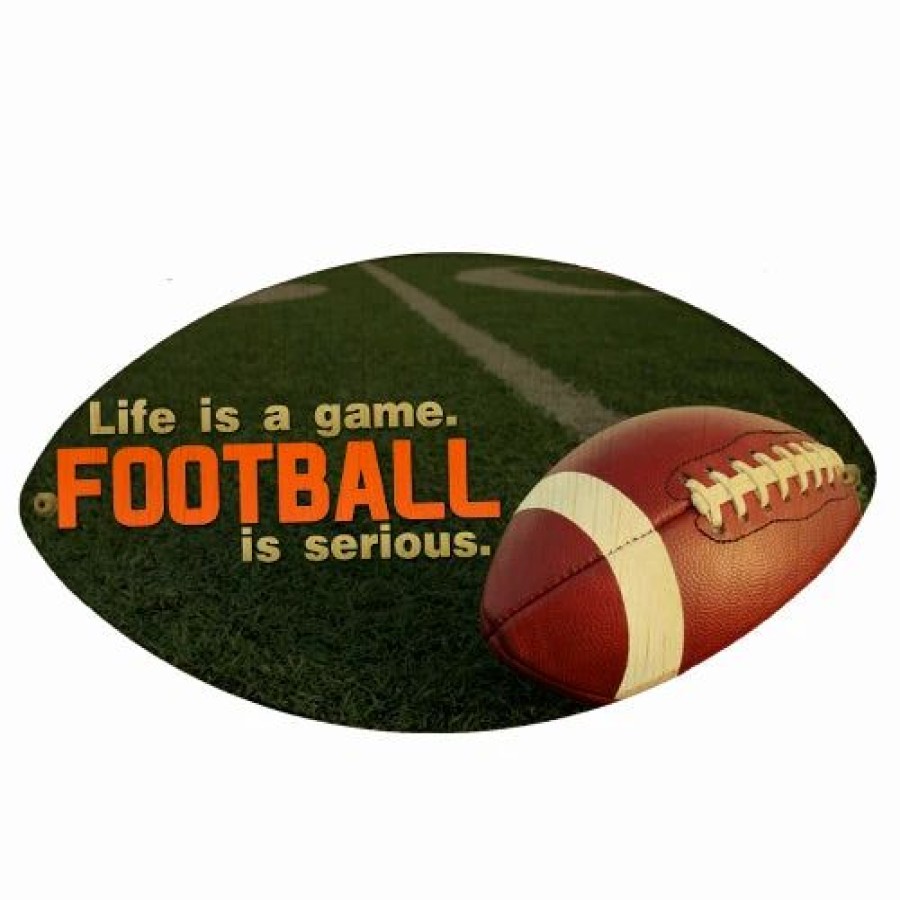 * New Barman Football Is Serious Football Shaped Wall Plaque | Bar Signs