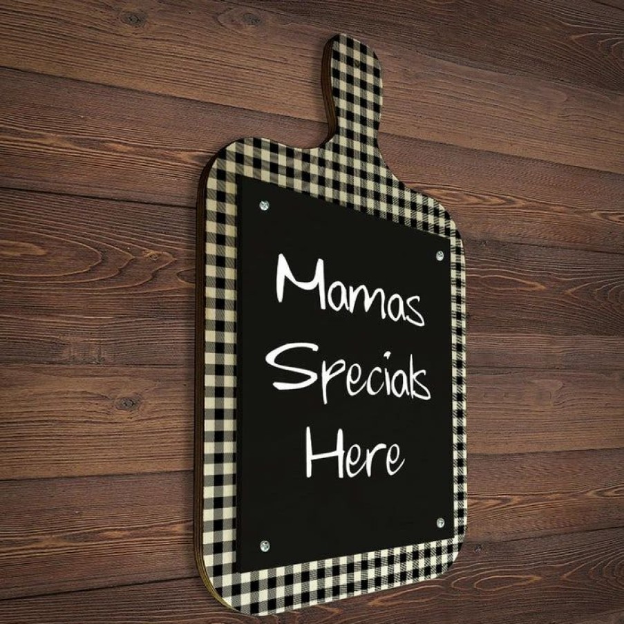 * Promo Barman Wood Plaque Menu Cutting Board Shaped Chalkboard Buffalo Plaid | Bar Signs