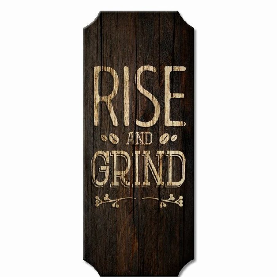 * Deals Barman Rise And Grind Wood Plaque Kolorcoat Sign | Bar Signs