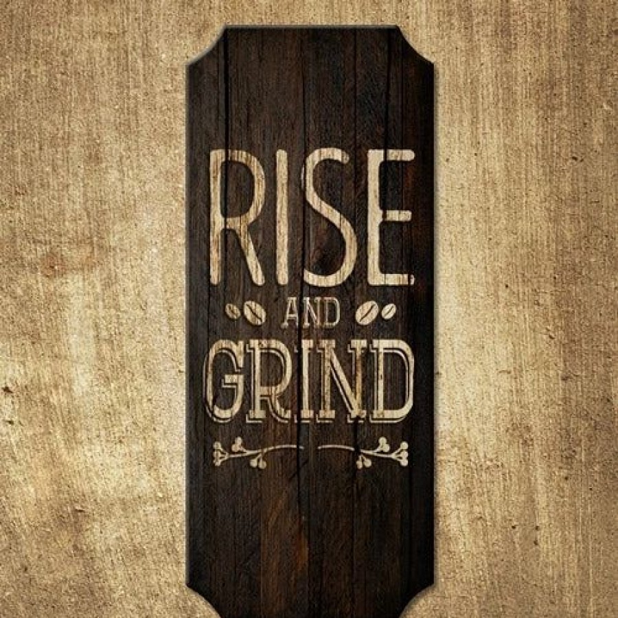 * Deals Barman Rise And Grind Wood Plaque Kolorcoat Sign | Bar Signs