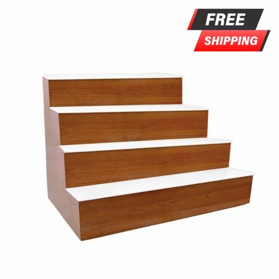 * Outlet Barman Barconic Led Liquor Bottle Display Shelf 4 Steps Wild Cherry Several Lengths | Liquor Bottle Shelves