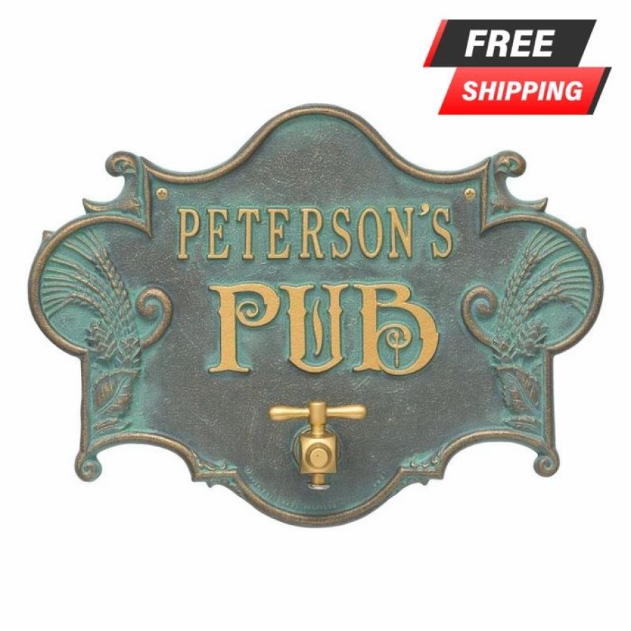 * Best Reviews Of Barman Customizable Cast Aluminum Plaque (And Bottle Opener) Hops And Barley Beer Pub Design | Bar Signs