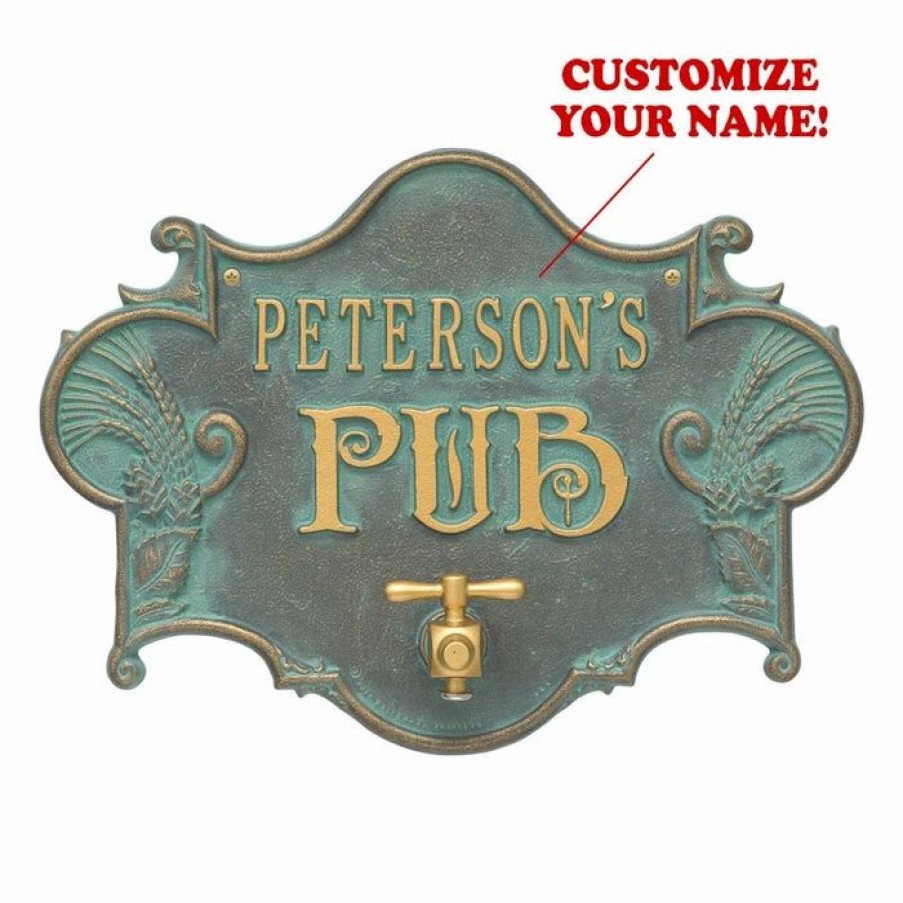 * Best Reviews Of Barman Customizable Cast Aluminum Plaque (And Bottle Opener) Hops And Barley Beer Pub Design | Bar Signs