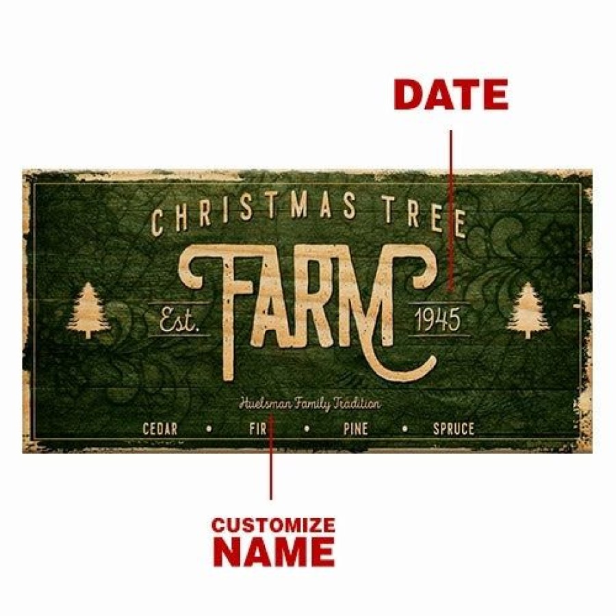 * Hot Sale Barman Customizable Large Vintage Wooden Holiday Bar Sign Christmas Tree Farm 11 3/4 X 23 3/4 | Bar Signs